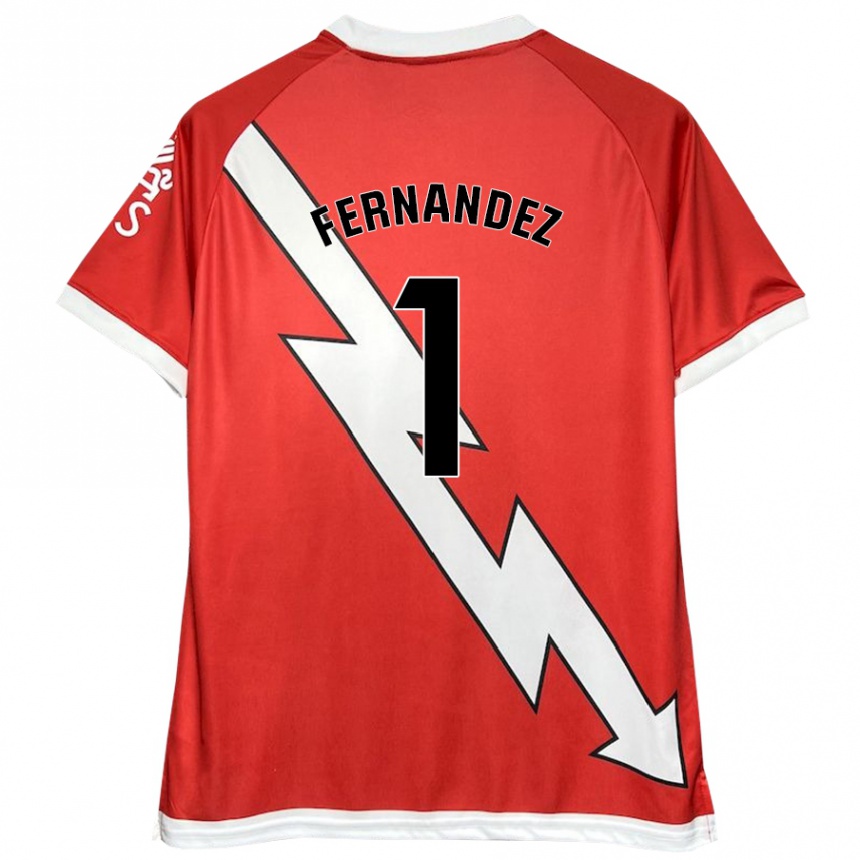 Kids Football Nerea Fernández Santos #1 White Red Home Jersey 2024/25 T-Shirt Nz