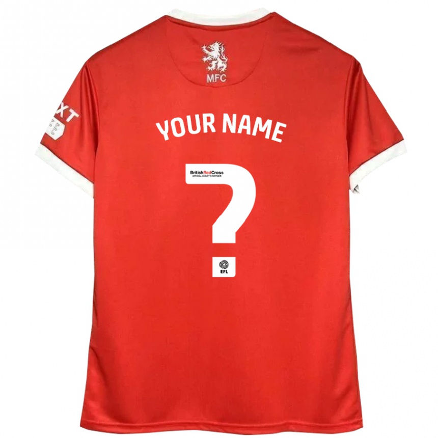 Kids Football Your Name #0 Red White Home Jersey 2024/25 T-Shirt Nz