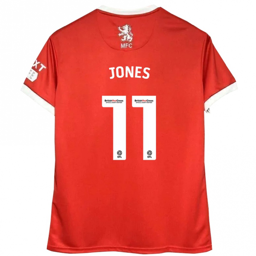 Kids Football Isaiah Jones #11 Red White Home Jersey 2024/25 T-Shirt Nz