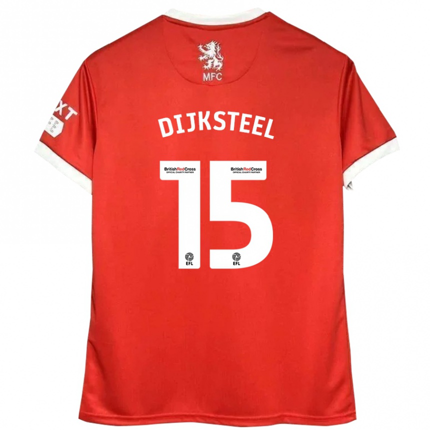 Kids Football Anfernee Dijksteel #15 Red White Home Jersey 2024/25 T-Shirt Nz