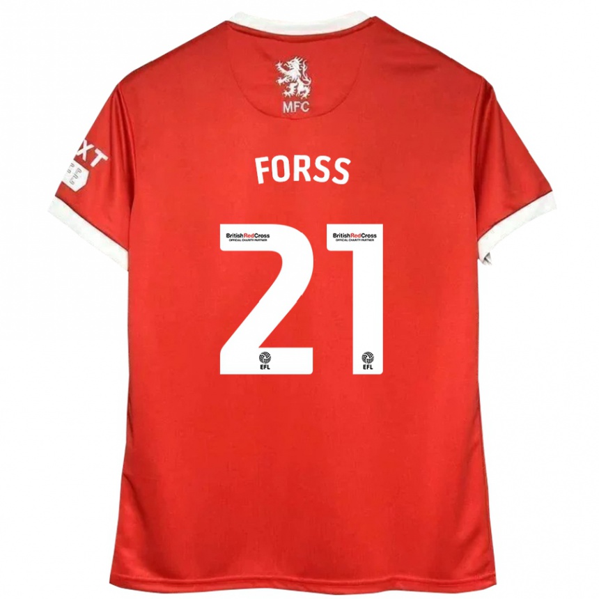 Kids Football Marcus Forss #21 Red White Home Jersey 2024/25 T-Shirt Nz