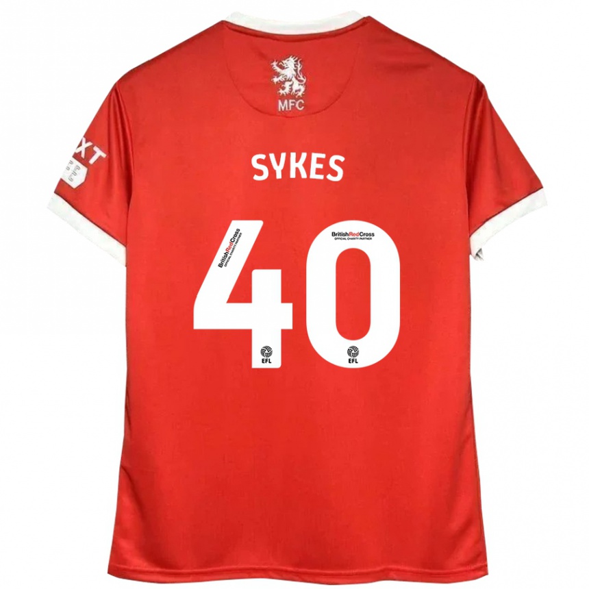 Kids Football Cain Sykes #40 Red White Home Jersey 2024/25 T-Shirt Nz