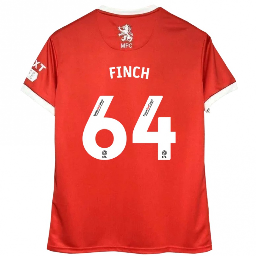 Kids Football Sonny Finch #64 Red White Home Jersey 2024/25 T-Shirt Nz