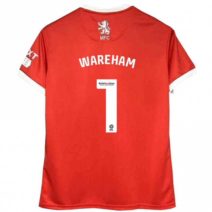 Kids Football Laura Wareham #1 Red White Home Jersey 2024/25 T-Shirt Nz