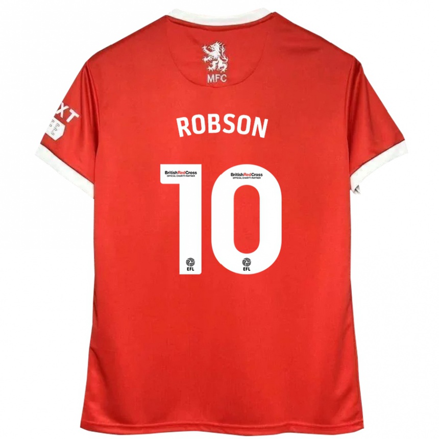 Kids Football Lauren Robson #10 Red White Home Jersey 2024/25 T-Shirt Nz