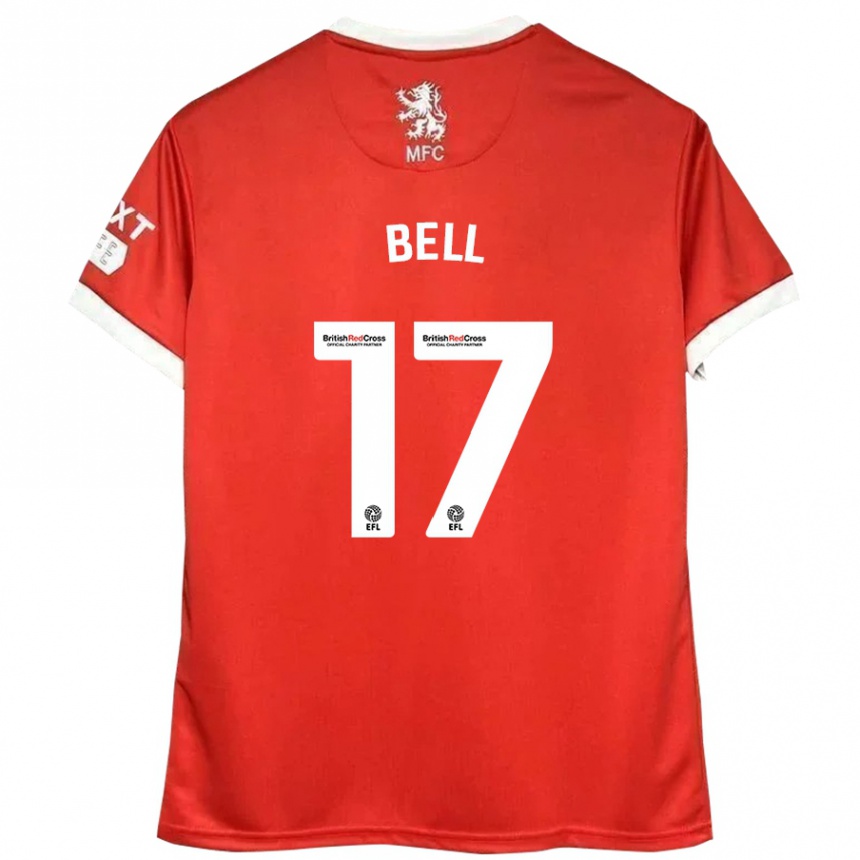 Kids Football Millie Bell #17 Red White Home Jersey 2024/25 T-Shirt Nz