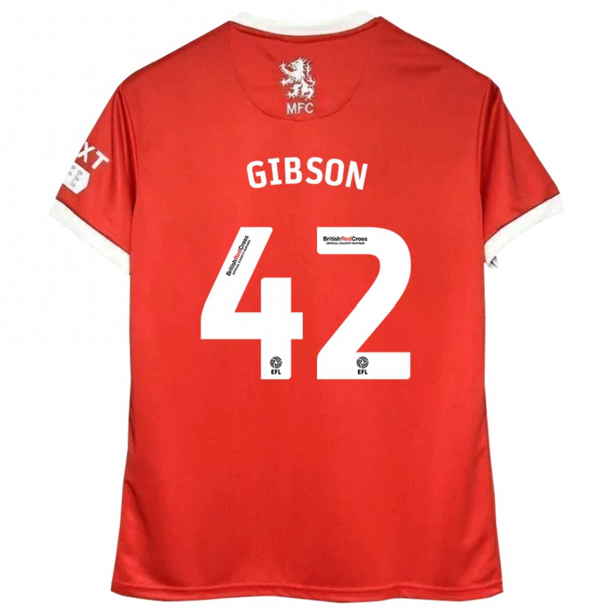 Kids Football Joseph Gibson #42 Red White Home Jersey 2024/25 T-Shirt Nz