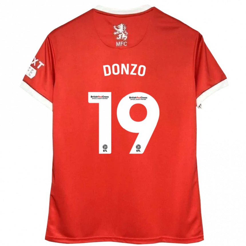 Kids Football Jolie Donzo #19 Red White Home Jersey 2024/25 T-Shirt Nz