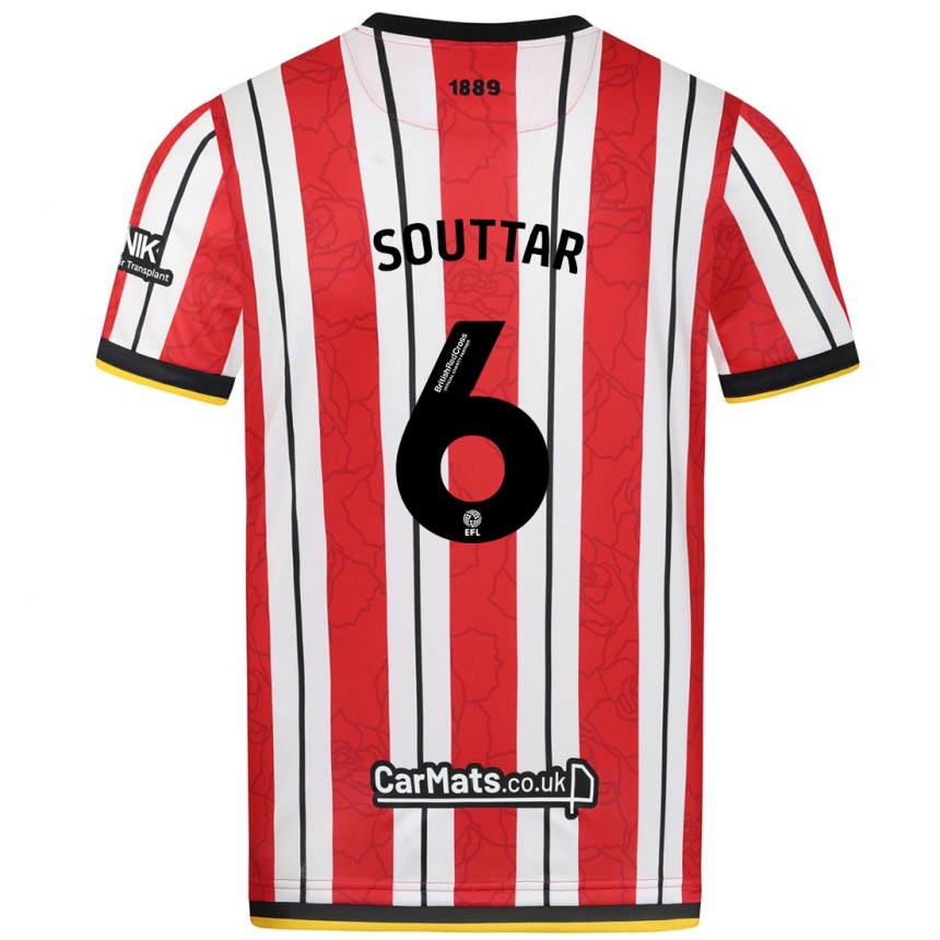 Kids Football Harry Souttar #6 Red White Stripes Home Jersey 2024/25 T-Shirt Nz