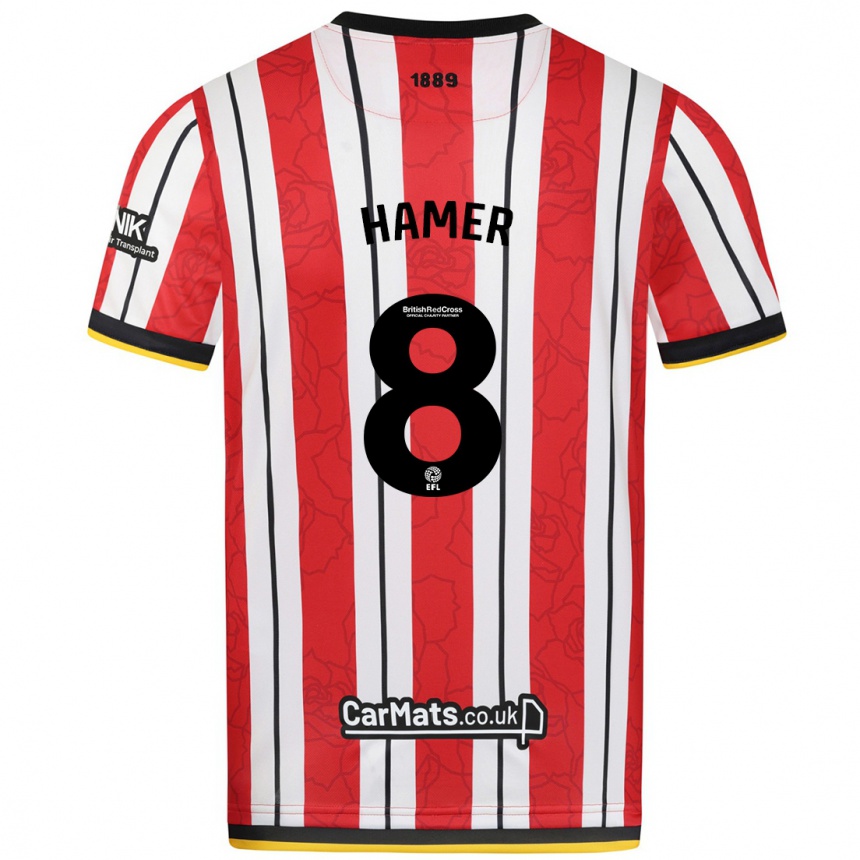 Kids Football Gustavo Hamer #8 Red White Stripes Home Jersey 2024/25 T-Shirt Nz