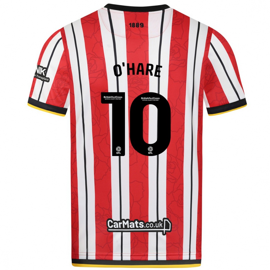 Kids Football Callum O'hare #10 Red White Stripes Home Jersey 2024/25 T-Shirt Nz