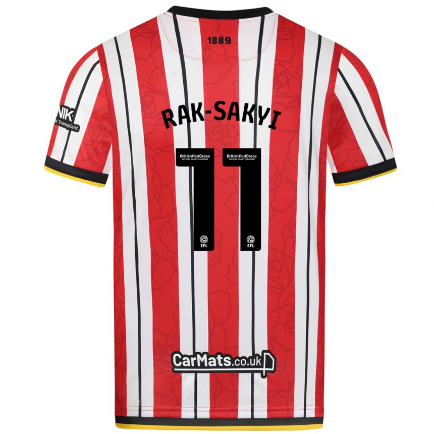 Kids Football Jesurun Rak-Sakyi #11 Red White Stripes Home Jersey 2024/25 T-Shirt Nz