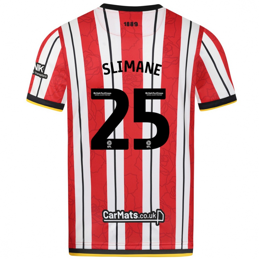 Kids Football Anis Slimane #25 Red White Stripes Home Jersey 2024/25 T-Shirt Nz