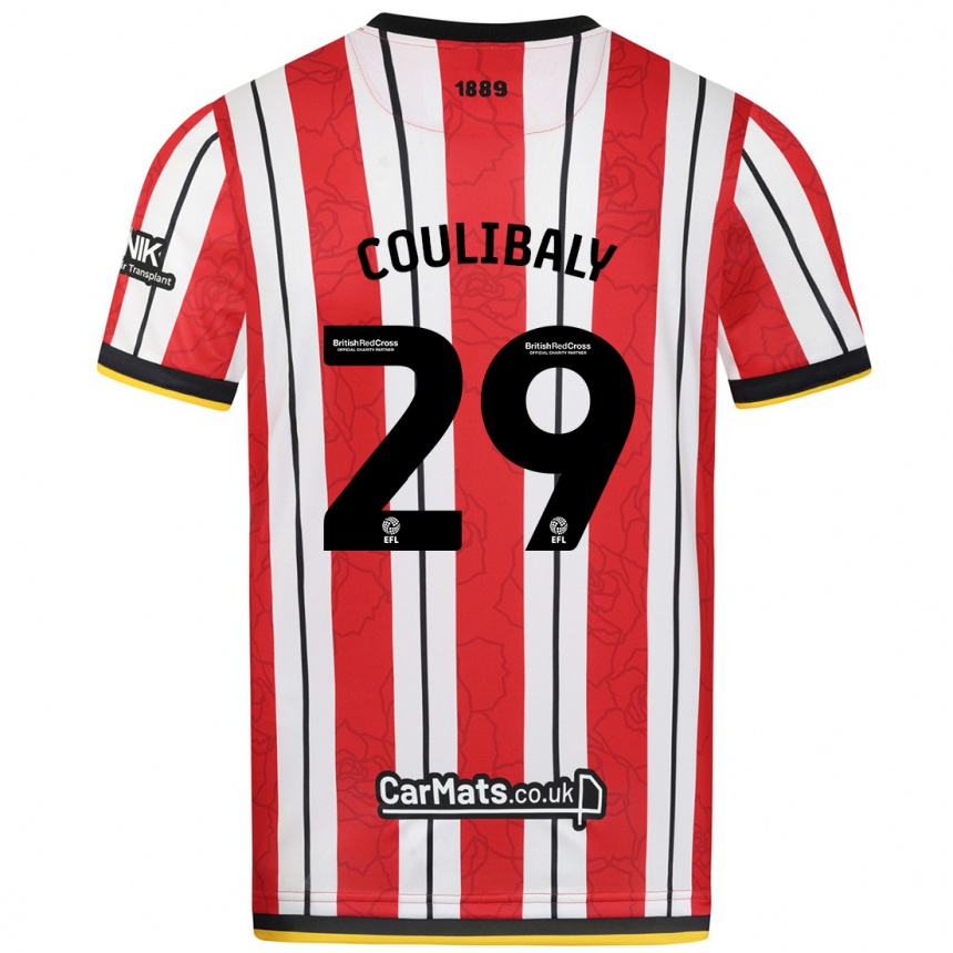 Kids Football Ismaila Coulibaly #29 Red White Stripes Home Jersey 2024/25 T-Shirt Nz