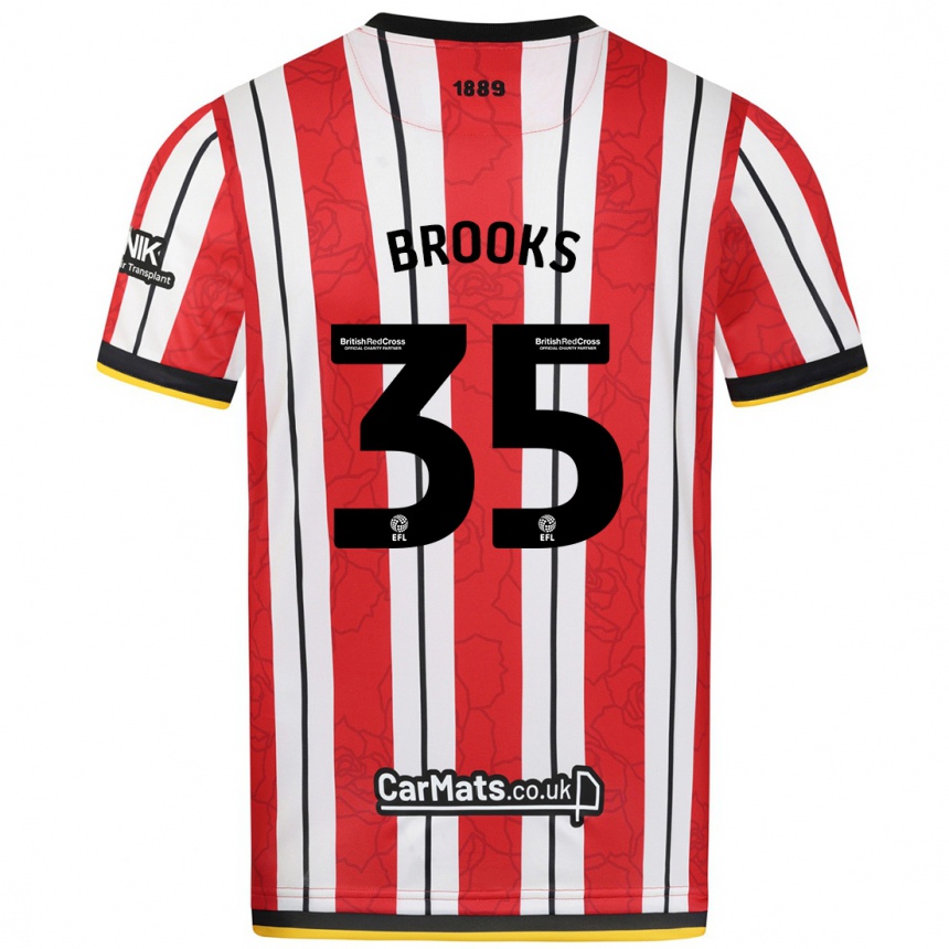 Kids Football Andre Brooks #35 Red White Stripes Home Jersey 2024/25 T-Shirt Nz