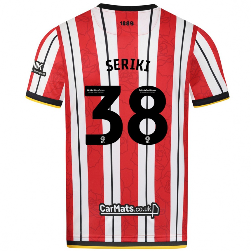 Kids Football Femi Seriki #38 Red White Stripes Home Jersey 2024/25 T-Shirt Nz