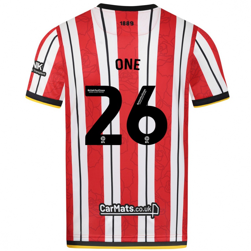 Kids Football Ryan Oné #26 Red White Stripes Home Jersey 2024/25 T-Shirt Nz