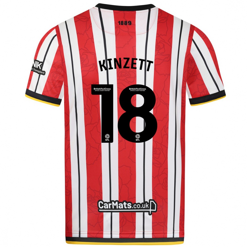 Kids Football Ella Kinzett #18 Red White Stripes Home Jersey 2024/25 T-Shirt Nz