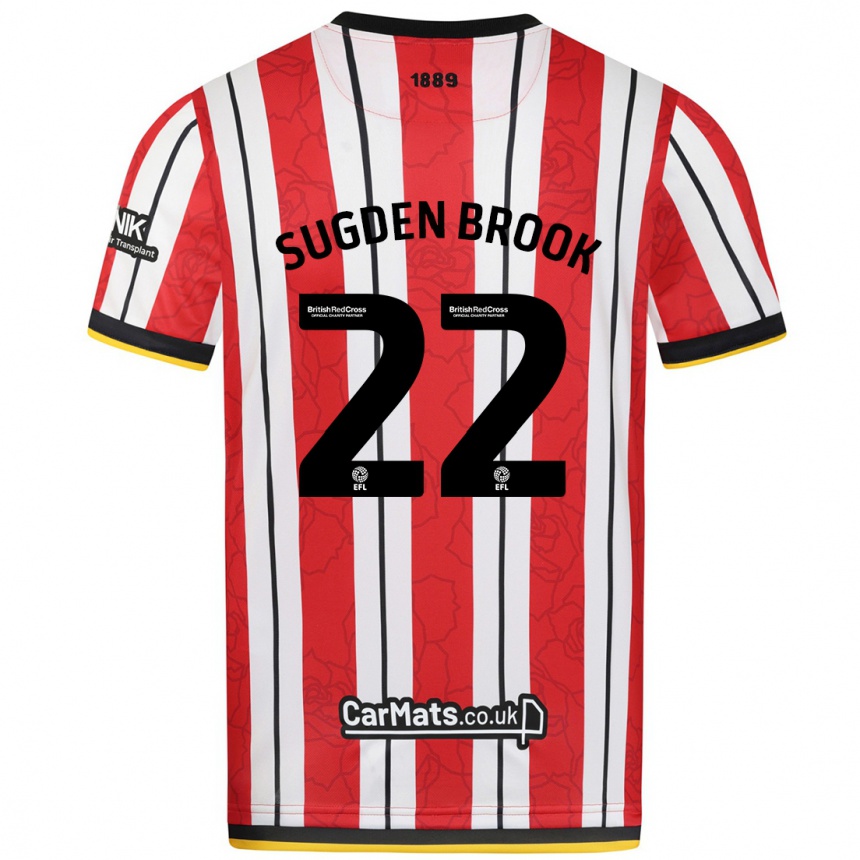 Kids Football Darcie Sugden-Brook #22 Red White Stripes Home Jersey 2024/25 T-Shirt Nz