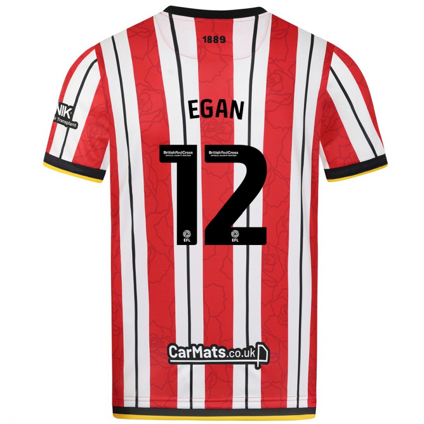 Kids Football John Egan #12 Red White Stripes Home Jersey 2024/25 T-Shirt Nz