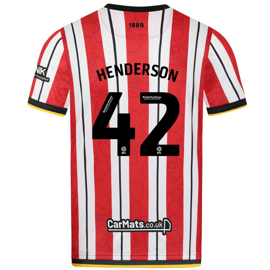 Kids Football Peyton Henderson #42 Red White Stripes Home Jersey 2024/25 T-Shirt Nz