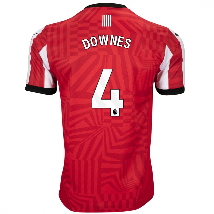 Kids Football Flynn Downes #4 Red White Home Jersey 2024/25 T-Shirt Nz