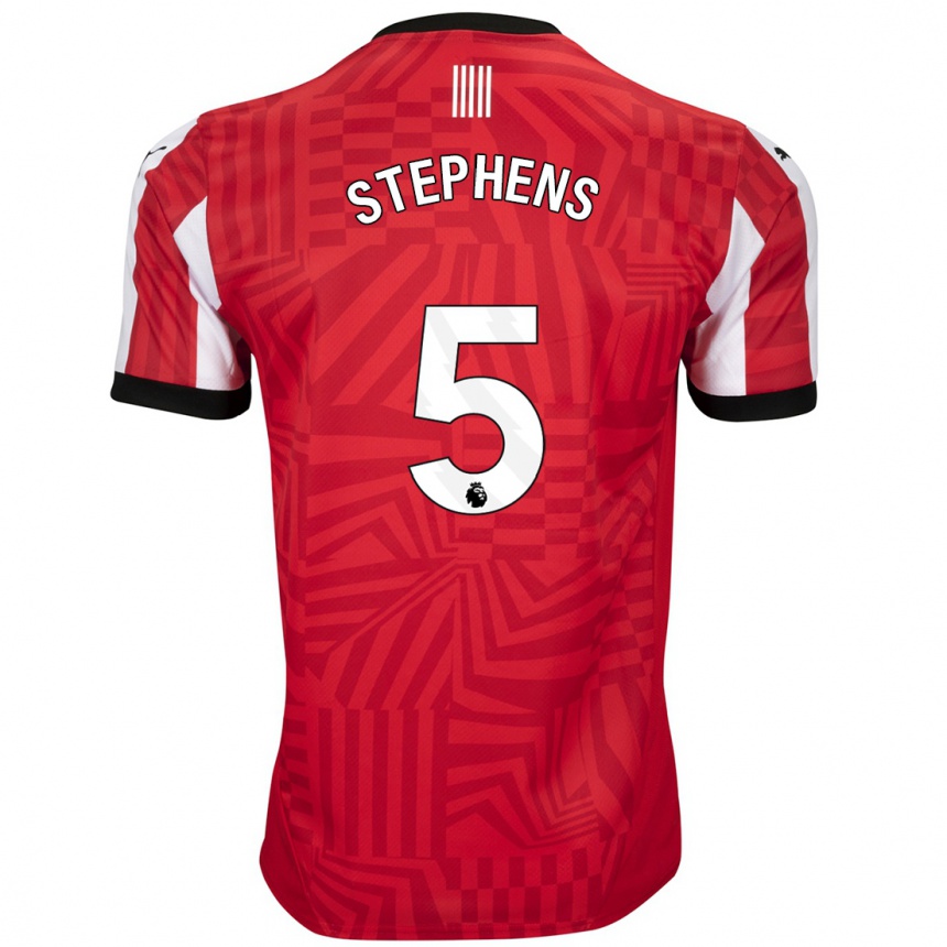 Kids Football Jack Stephens #5 Red White Home Jersey 2024/25 T-Shirt Nz