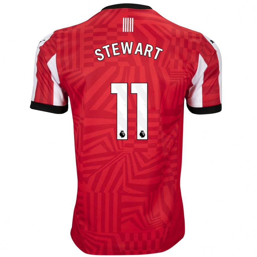 Kids Football Ross Stewart #11 Red White Home Jersey 2024/25 T-Shirt Nz