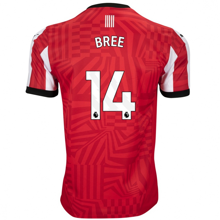 Kids Football James Bree #14 Red White Home Jersey 2024/25 T-Shirt Nz