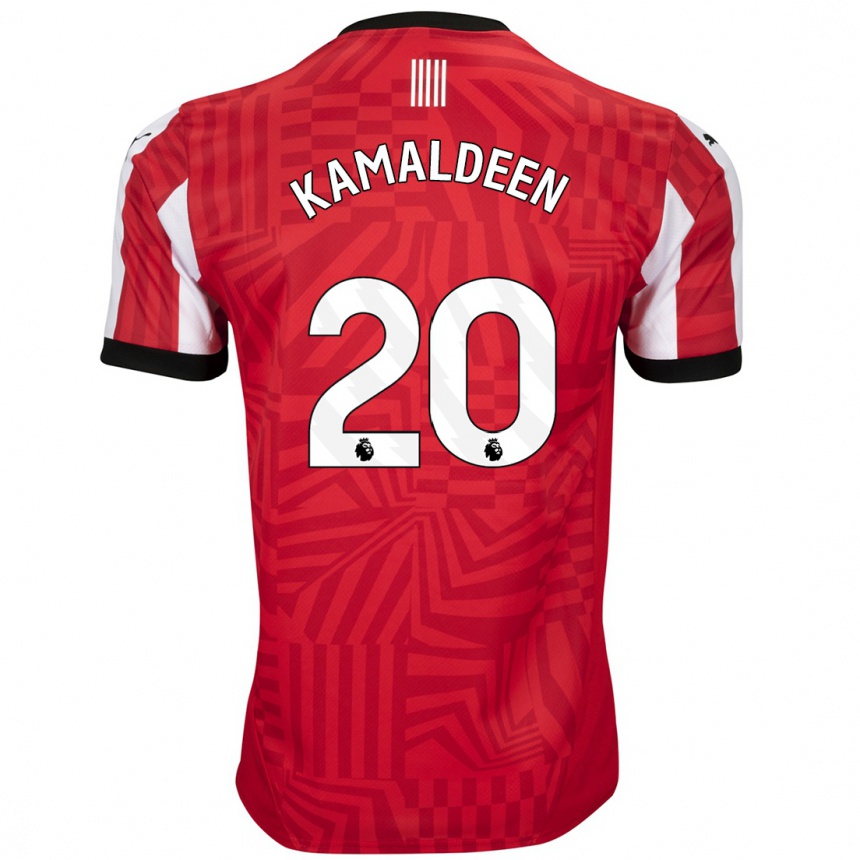 Kids Football Kamaldeen Sulemana #20 Red White Home Jersey 2024/25 T-Shirt Nz