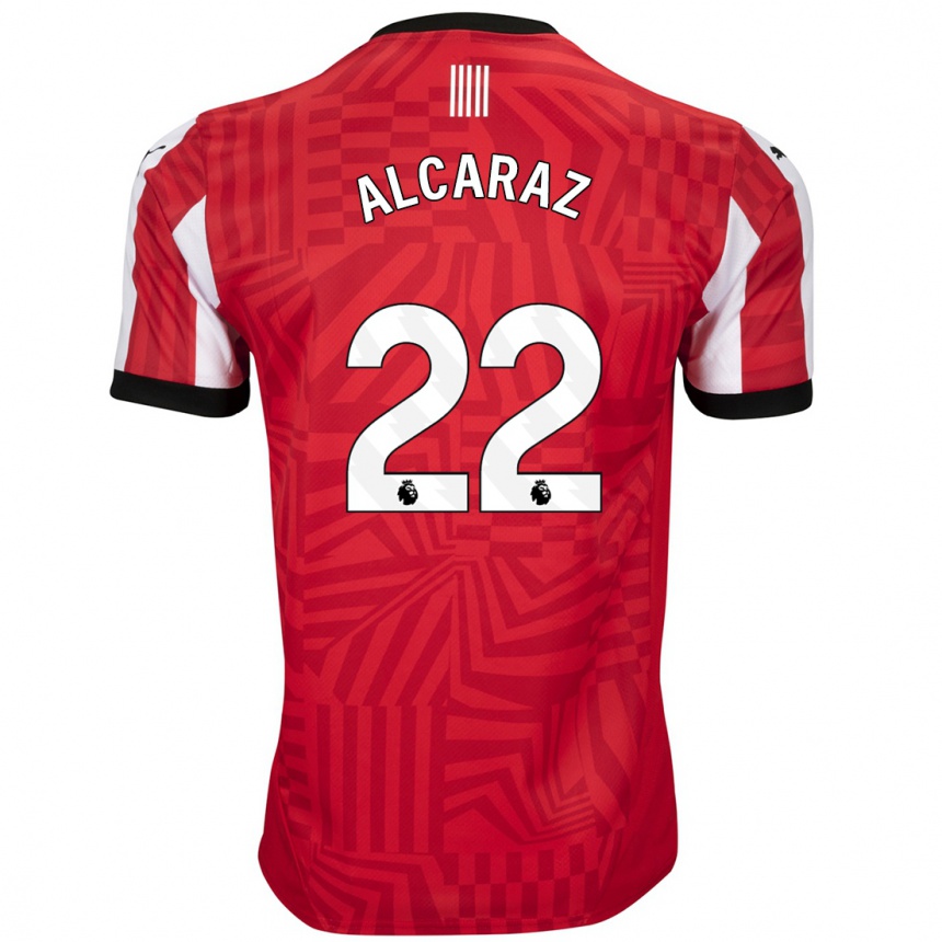 Kids Football Carlos Alcaraz #22 Red White Home Jersey 2024/25 T-Shirt Nz