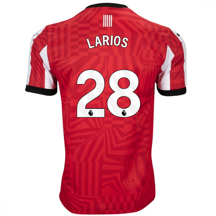 Kids Football Juan Larios #28 Red White Home Jersey 2024/25 T-Shirt Nz