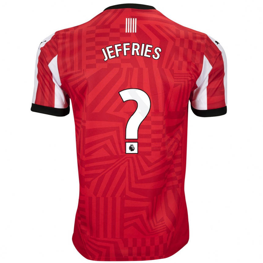 Kids Football Josh Jeffries #0 Red White Home Jersey 2024/25 T-Shirt Nz