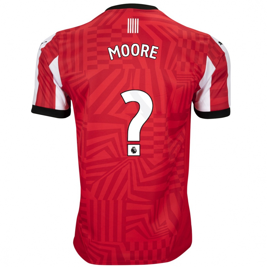 Kids Football Jayden Moore #0 Red White Home Jersey 2024/25 T-Shirt Nz