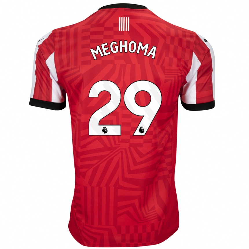 Kids Football Jayden Meghoma #29 Red White Home Jersey 2024/25 T-Shirt Nz