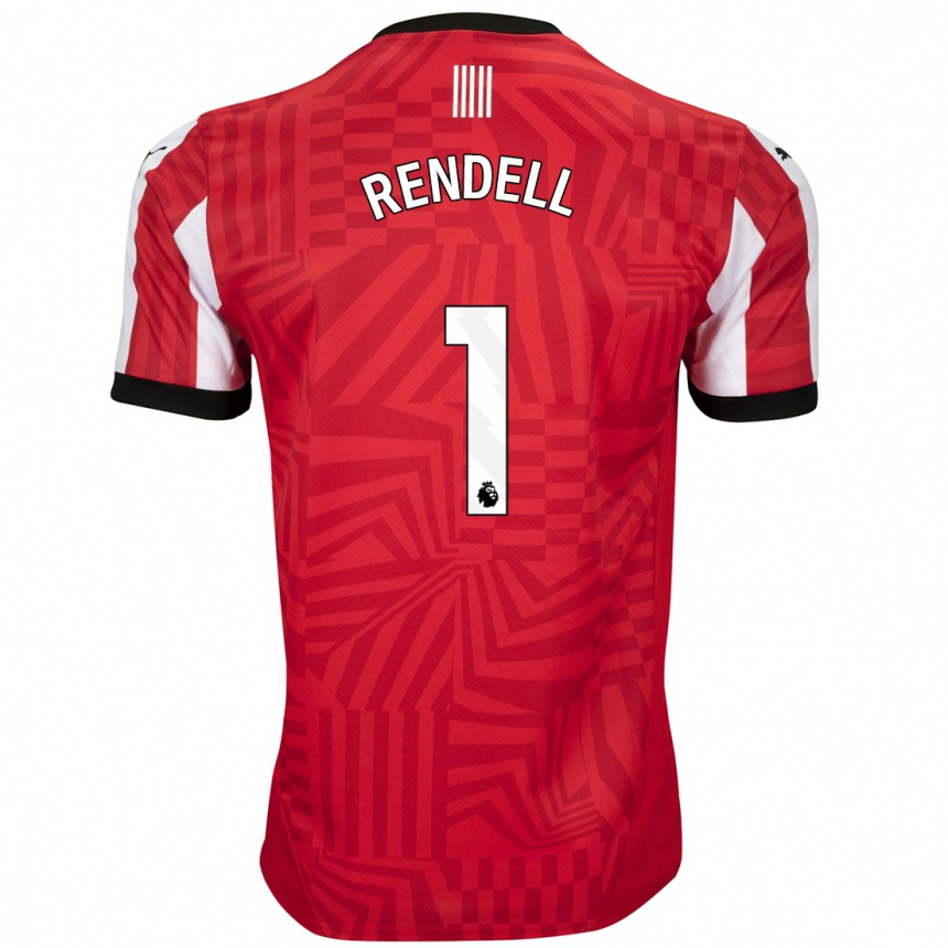 Kids Football Kayla Rendell #1 Red White Home Jersey 2024/25 T-Shirt Nz