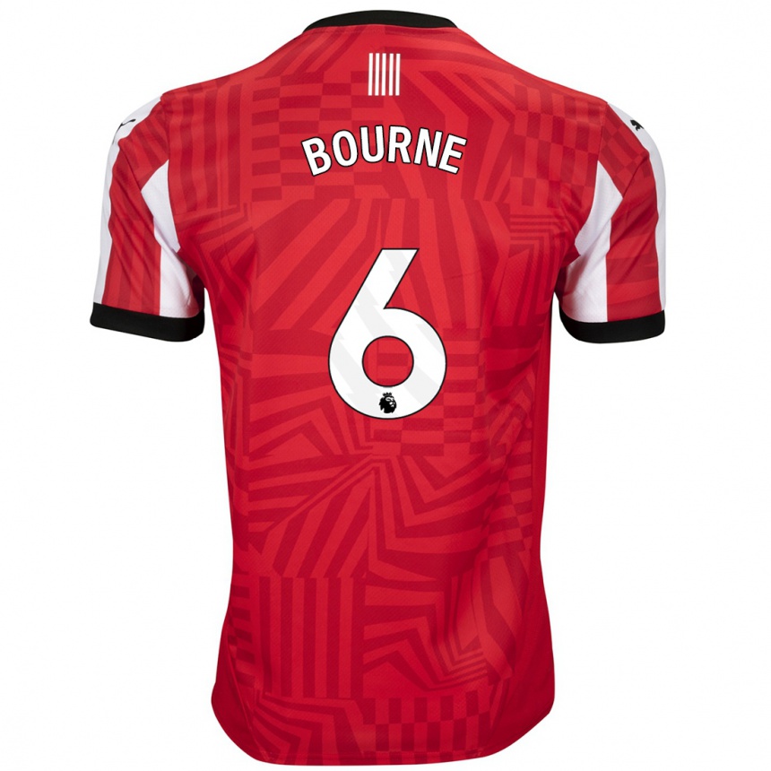 Kids Football Tara Bourne #6 Red White Home Jersey 2024/25 T-Shirt Nz