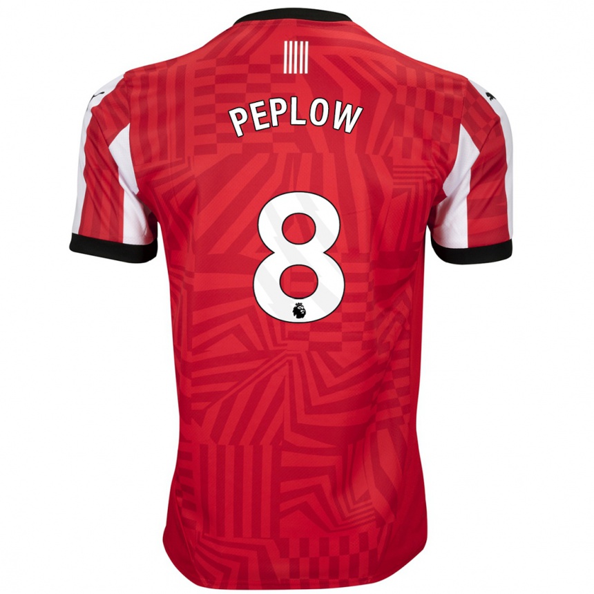 Kids Football Chloe Peplow #8 Red White Home Jersey 2024/25 T-Shirt Nz