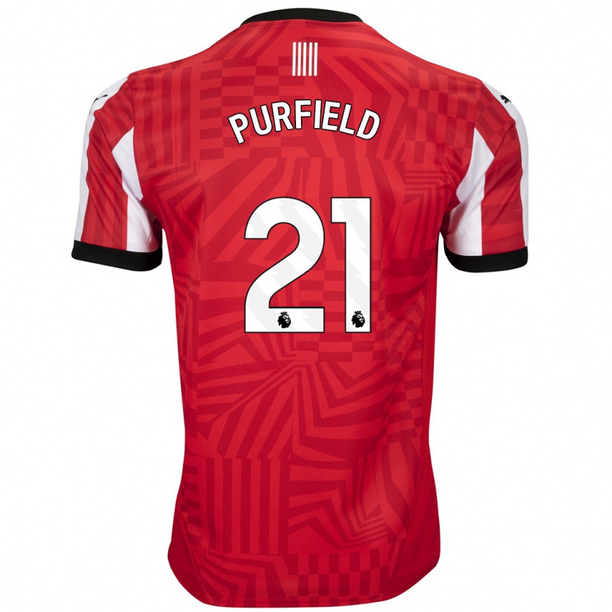 Kids Football Jemma Purfield #21 Red White Home Jersey 2024/25 T-Shirt Nz