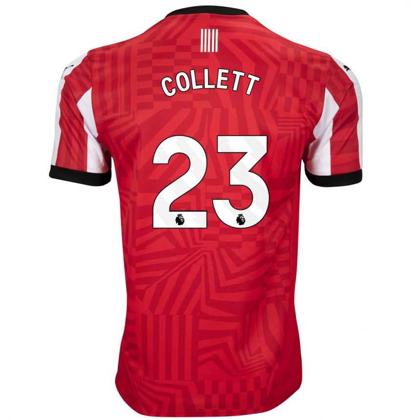 Kids Football Megan Collett #23 Red White Home Jersey 2024/25 T-Shirt Nz