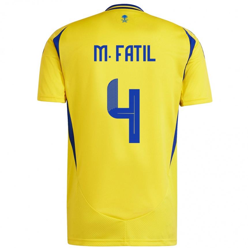 Kids Football Mohammed Al-Fatil #4 Yellow Blue Home Jersey 2024/25 T-Shirt Nz