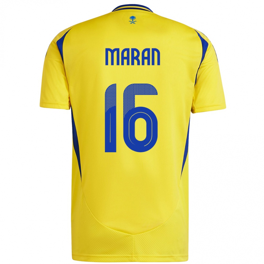 Kids Football Mohammed Maran #16 Yellow Blue Home Jersey 2024/25 T-Shirt Nz