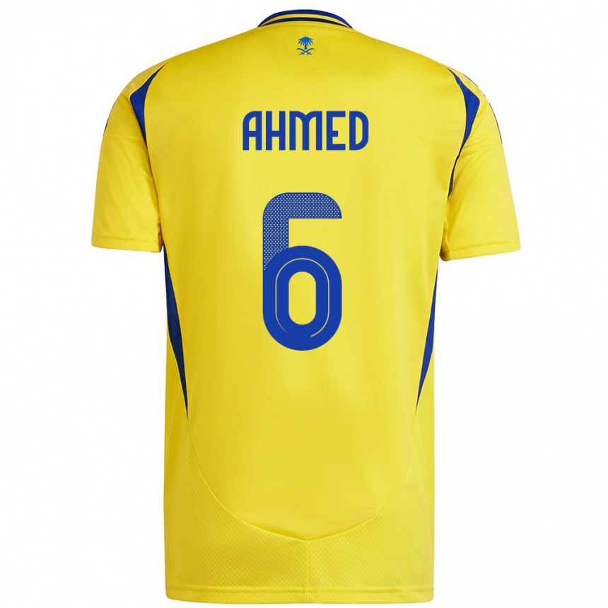 Kids Football Aseel Ahmed #6 Yellow Blue Home Jersey 2024/25 T-Shirt Nz