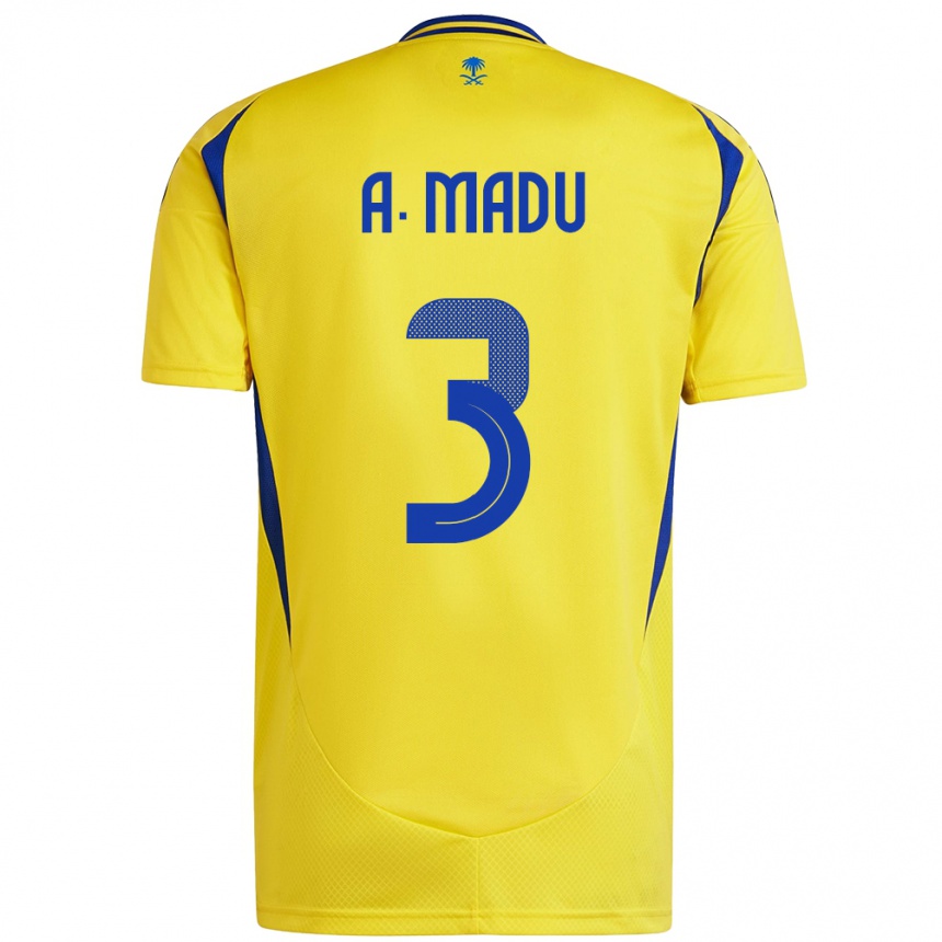 Kids Football Abdullah Madu #3 Yellow Blue Home Jersey 2024/25 T-Shirt Nz