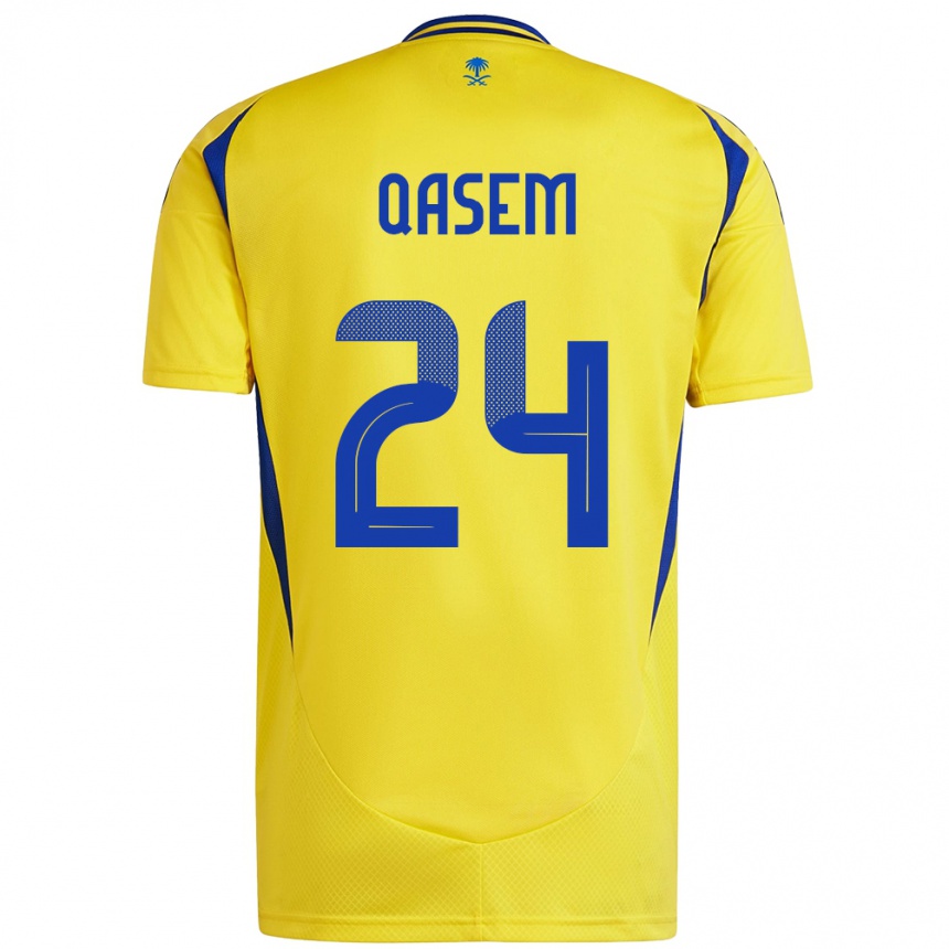 Kids Football Mohammed Qasem #24 Yellow Blue Home Jersey 2024/25 T-Shirt Nz