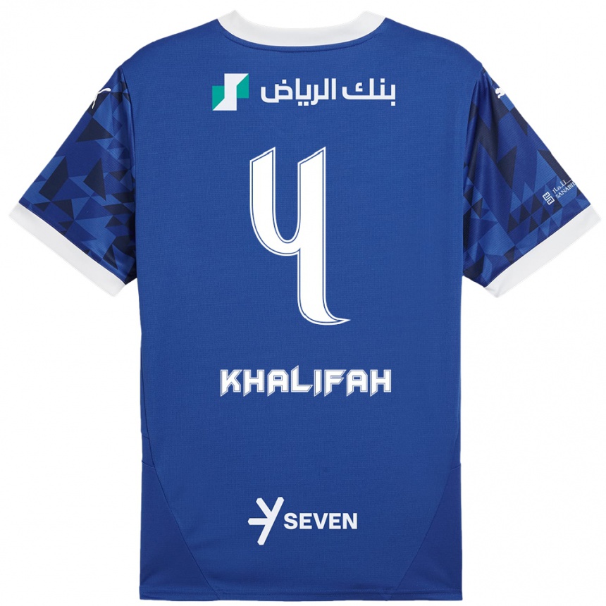 Kids Football Khalifah Al-Dawsari #4 Dark Blue White Home Jersey 2024/25 T-Shirt Nz