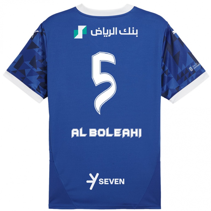 Kids Football Ali Al-Boleahi #5 Dark Blue White Home Jersey 2024/25 T-Shirt Nz