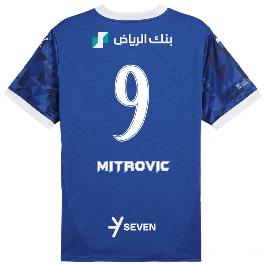 Kids Football Aleksandar Mitrovic #9 Dark Blue White Home Jersey 2024/25 T-Shirt Nz