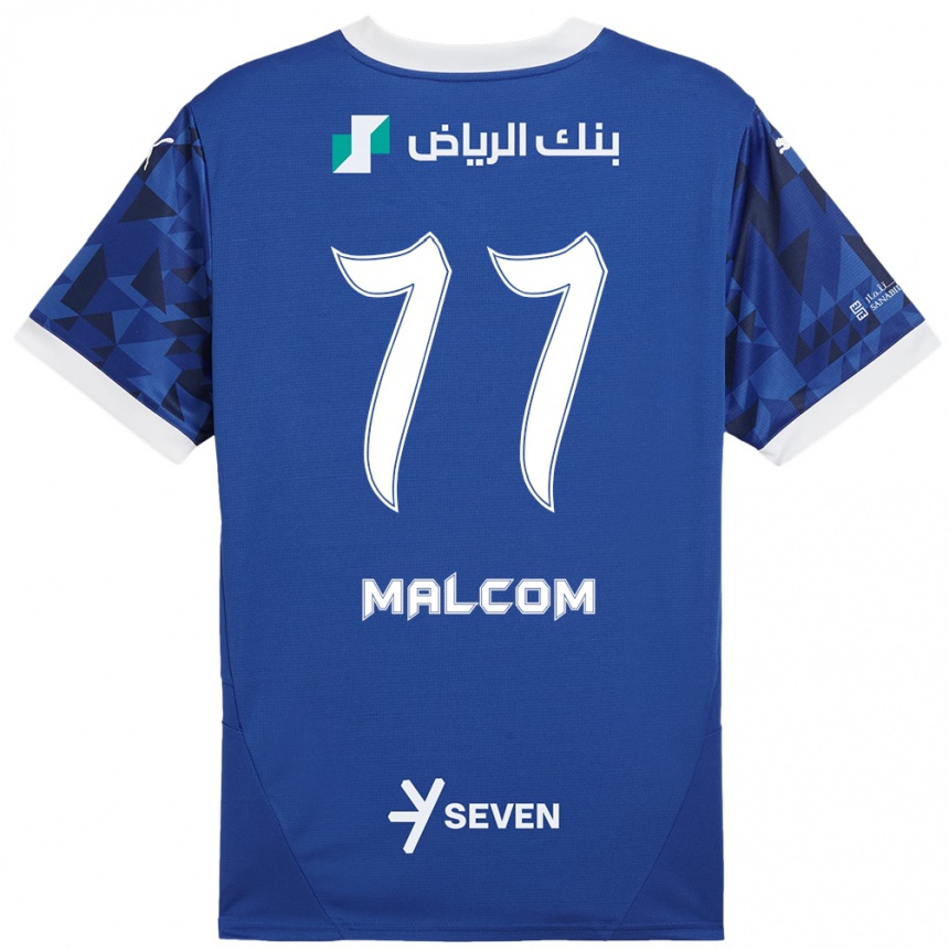 Kids Football Malcom #77 Dark Blue White Home Jersey 2024/25 T-Shirt Nz