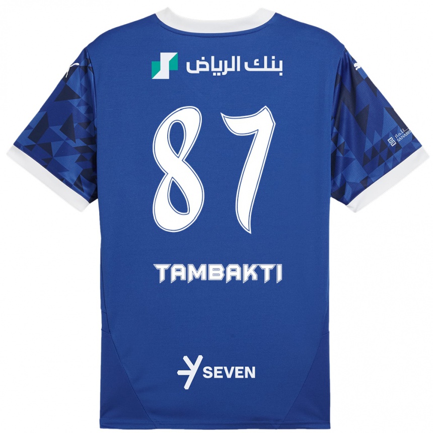 Kids Football Hassan Tambakti #87 Dark Blue White Home Jersey 2024/25 T-Shirt Nz